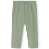 Green baby pants in rib knit with straight legs and elastic waistband