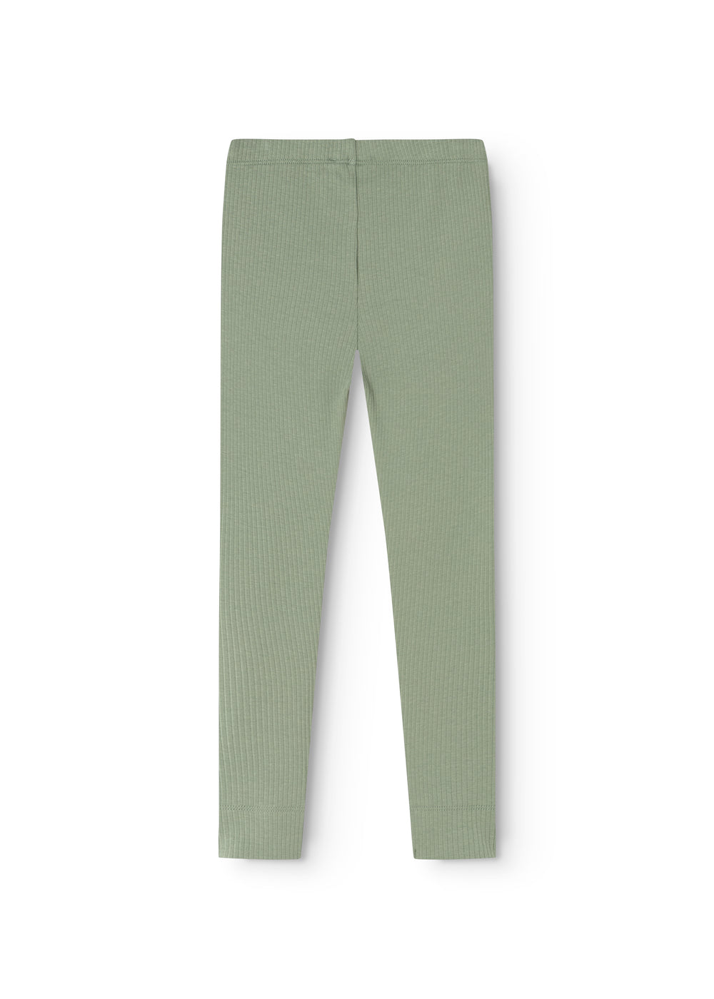 Green leggings with ribbed fabric and straight legs, elastic waistband