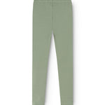 Green leggings with ribbed fabric and straight legs, elastic waistband