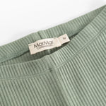 Green ribbed leggings with MarMar Copenhagen label at the waist
