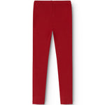 Red ribbed leggings for children with straight legs and elastic waistband