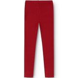 Red ribbed leggings for children with straight legs and elastic waistband