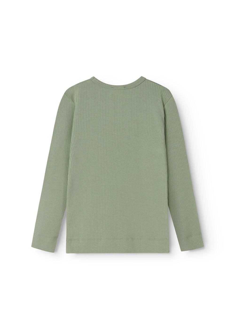 Long-sleeved T-shirt in frost green with round neck and smooth back
