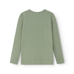 Long-sleeved T-shirt in frost green with round neck and smooth back