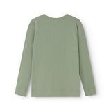 Long-sleeved T-shirt in frost green with round neck and smooth back
