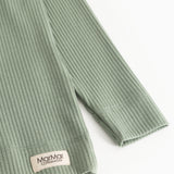 Long-sleeve T-shirt in muted green with ribbed cuffs and MarMar label at sleeve end