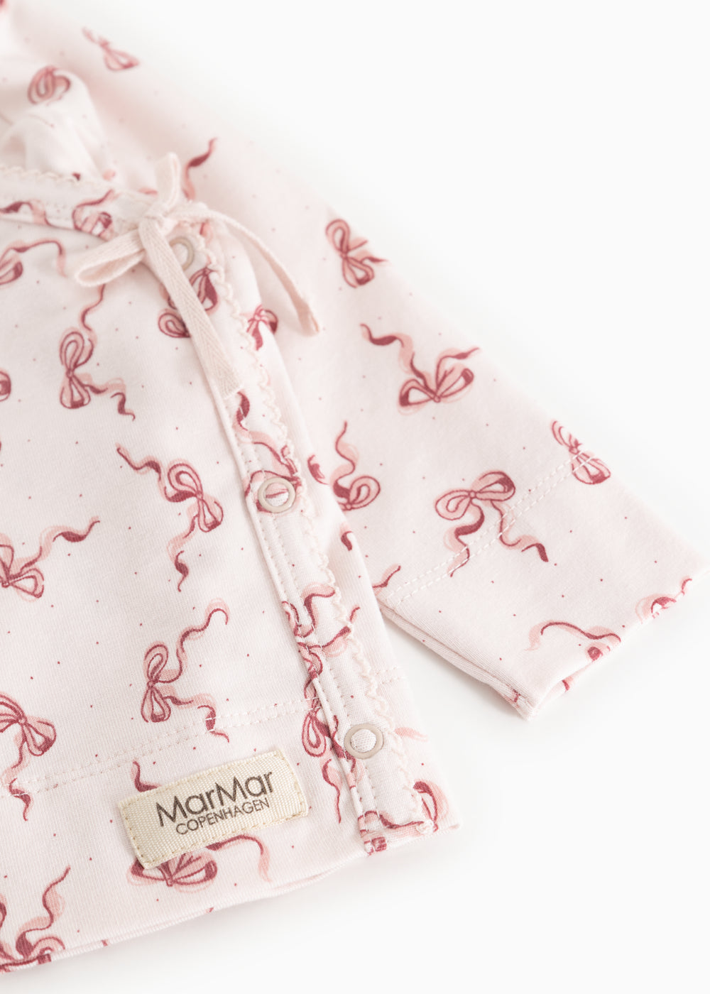 Blouse with knot wrap at the neck and seahorse print, long sleeves