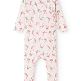 Light jumpsuit with red bow pattern, jumpsuit with long legs and sleeves