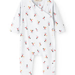 White jumpsuit with long sleeves and musician print all over.