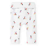 White baby pants with colorful musician prints and elastic waistband