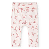 Light baby pants with red bow print and elastic waistband