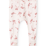 Light baby pants with red bow pattern, long legs and elastic waistband
