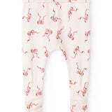 Light baby pants with red bow pattern, long legs and elastic waistband