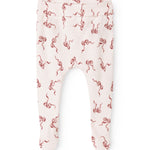 Light baby pants with red bow pattern and elastic waistband