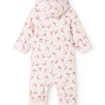 Rexa jumpsuit with hood at the back, white with pink bows