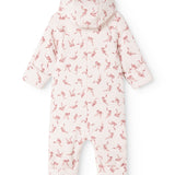 Rexa jumpsuit with hood at the back, white with pink bows