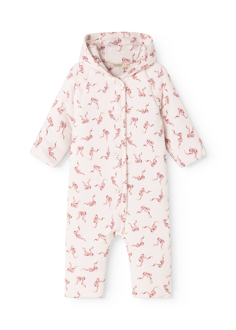 Rexa white hooded jumpsuit with pink bows