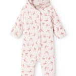 Rexa white hooded jumpsuit with pink bows
