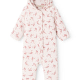 Rexa white hooded jumpsuit with pink bows