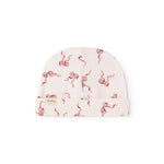 Aiko baby bonnet in light white with red bows