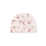 Aiko baby bonnet in light white with red bows