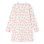 Nightdress with long sleeves and red bow print on light background