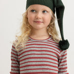 Tani long-sleeved gray T-shirt with red stripes and round neck