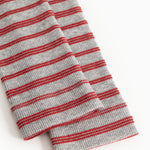 Gray knitted fabric with red stripes for leggings, folded edge