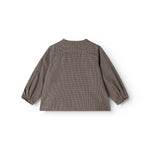 Totoro shirt in dark pied-de-poule viewed from the back with long sleeves