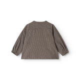 Totoro shirt in dark pied-de-poule viewed from the back with long sleeves
