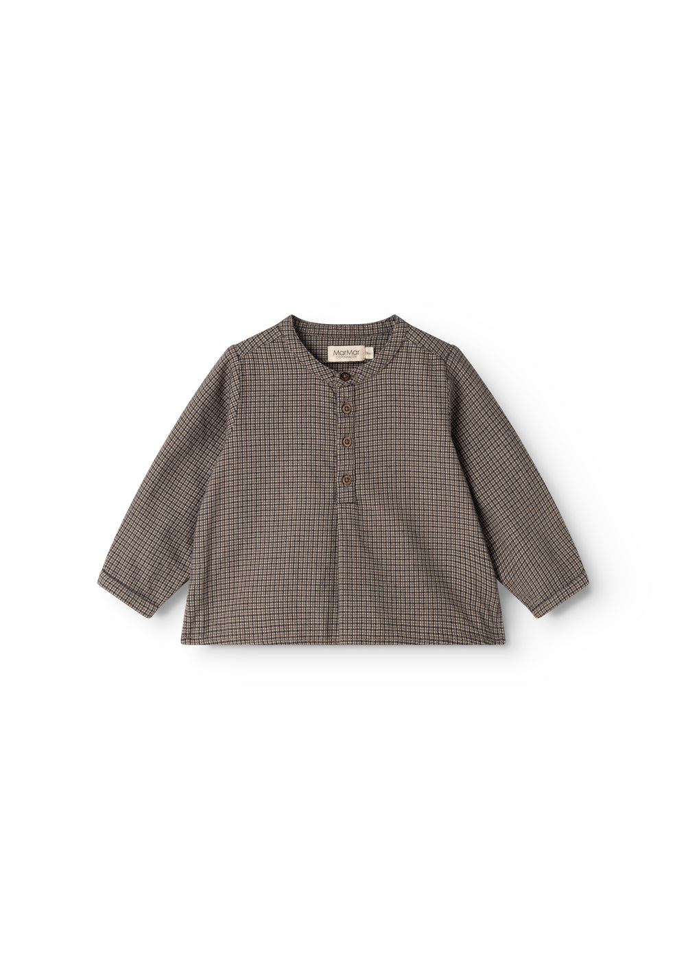 Totoro shirt in dark pied-de-poule with button closure and long sleeves