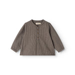 Totoro shirt in dark pied-de-poule with button closure and long sleeves