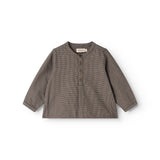 Totoro shirt in dark pied-de-poule with button closure and long sleeves