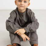 Long-sleeve shirt in houndstooth check with button placket at front