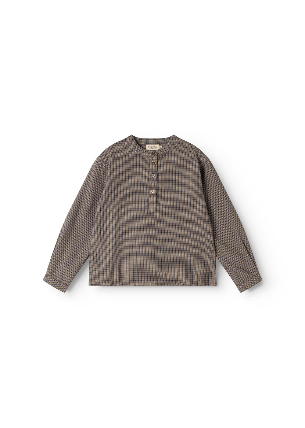 Long-sleeve shirt in houndstooth check with front buttons