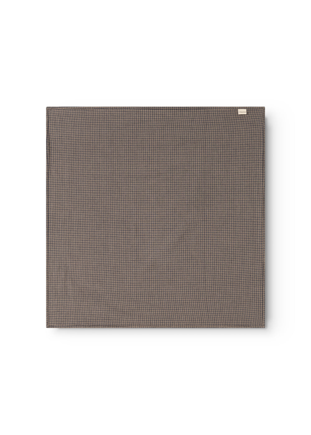 Airo scarf with houndstooth pattern in dark brown and blue, folded square