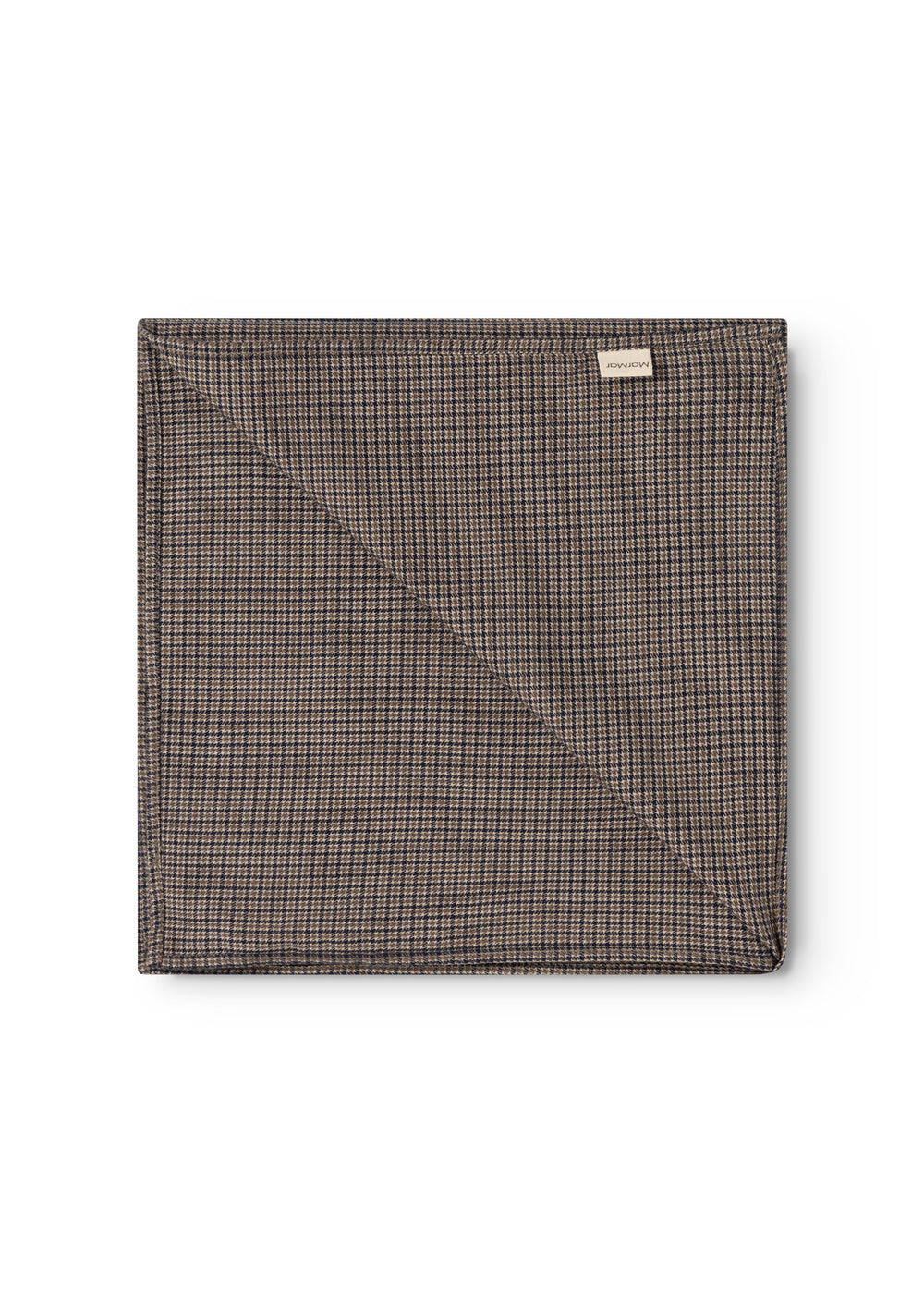 Airo scarf with brown and blue houndstooth pattern, folded square