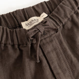 Brown baby pants with elastic waistband and drawstring
