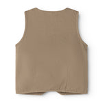 Brown boys' vest with smooth back and straight fit.