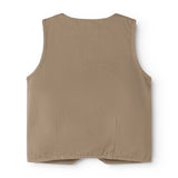Brown boys' vest with smooth back and straight fit.