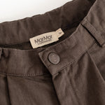 Children's trousers in dark brown with button closure and MarMar label at the waist