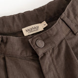 Children's trousers in dark brown with button closure and MarMar label at the waist