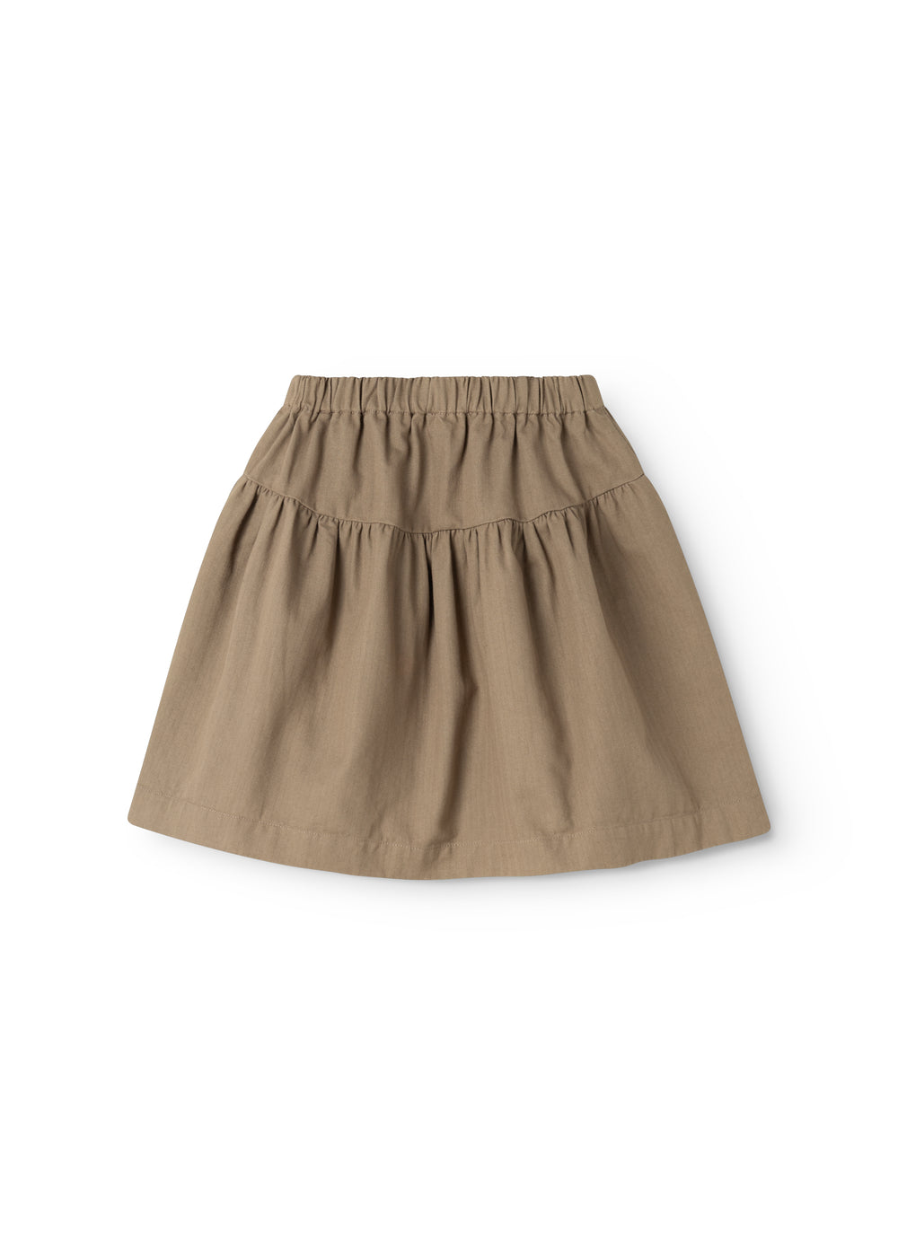 Brown skirt with elastic waistband and A-line shape
