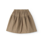 Brown skirt with elastic waistband and A-line shape
