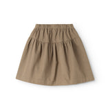Brown skirt with elastic waistband and A-line shape