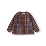 Totoro checkered shirt in brown, red and blue with button closure and long sleeves