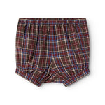 Chocolate brown checkered bloomers with elastic waistband and short legs