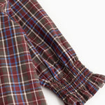 Children's blouse sleeve with checkered fabric and elastic cuff