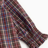 Children's blouse sleeve with checkered fabric and elastic cuff