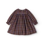 Tiered dress with long sleeves and front button closure
